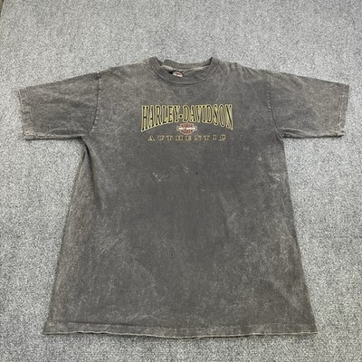 VTG Harley Davidson Authentic Black Stone Wash Motorcycles T-shirt Mens Large
