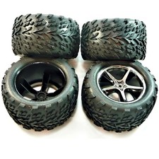 Traxxas 1/10 E-Revo  FRONT  REAR BLACK CHROME GEMINI WHEELS  TALON TIRES  14