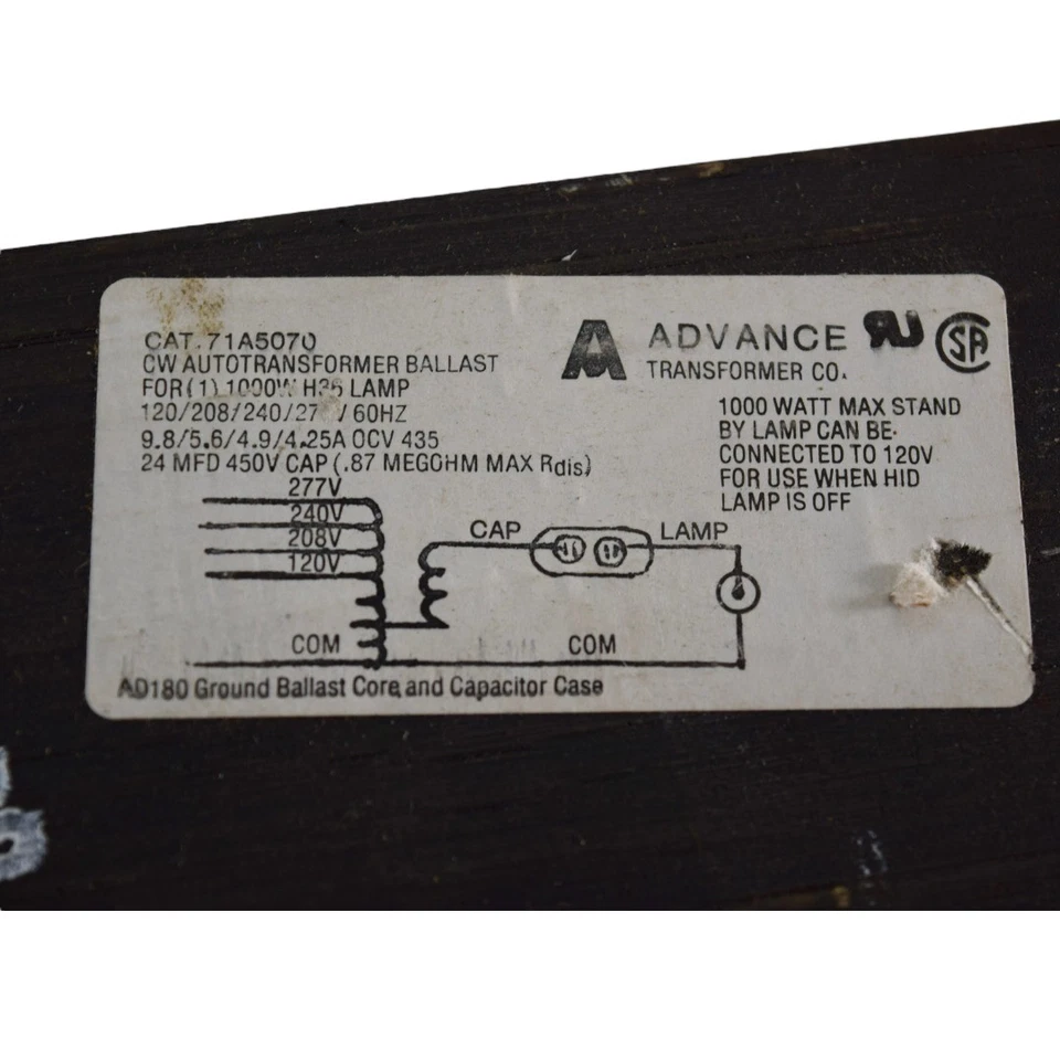 Advance 71A5070 CW Autotransformer Ballast 1000W 120/208/240/277V  - Image 2 of 3