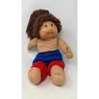 Vintage Cabbage Patch Kids Doll 1978 1982 Brown Yarn Hair Blue Red Shorts Xavier
