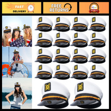 18 Pcs Adjustable White Captain Hats for Adults - Sailor Costume Party Supplies