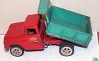 1963/64 Tonka Pressed Steel Dump Truck Red & Green Original Paint 13"