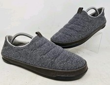 Olukai Mens Mahana Slippers Leather Gray Heathered Cotton Rubber Soles Size 10