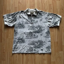 Vintage 90’s Men’s Essential Magellan Deer Aop Button Up Polo Shirt Sz L!