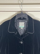 Saks Fifth Avenue Drizzle Women’s Black Velvet Made In USA Trench Coat 12