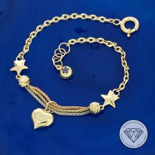 SONDERAKTION WERT 890,- Herz Stern Damen Armband 585 Gold 14k 14 KT 18,5cm XXYY