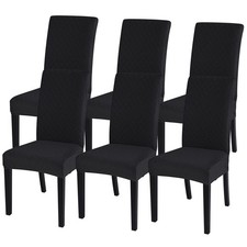 SearchI Dining Chair Covers Set of 6 Stretch Jacquard Parsons Slipcovers Black R