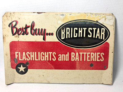 Vintage Flashlights and Batteries Sign Bright Star