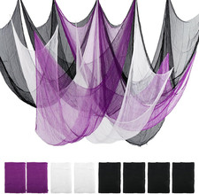 Halloween Creepy Cloth 30x72 Inches Black White Purple Pack of 8 Indoor Outdoor