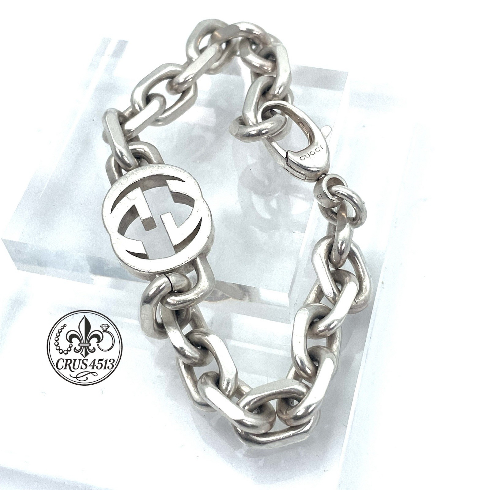 Gucci Classic Sterling Silver Interlocking Chain … - image 2