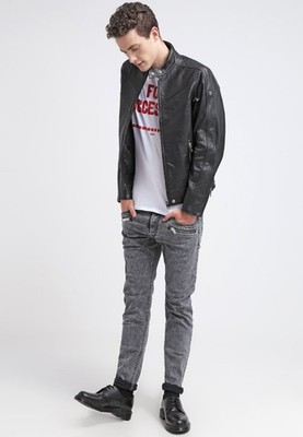 Men Black Biker Leather Genuine Leather Bomber Motorcycle Jacket XS-3XL FB634
