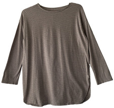 J. Jill size M Luxe Supima striped print tunic top tee shirt gray  pink