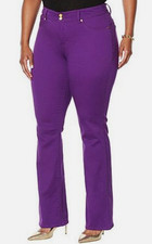 IMAN Global Chic Purple Stretch 360 Slim Boot Cut Jean Purple 4