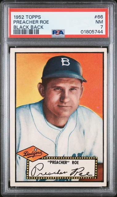 1952 Topps Preacher Roe #66 Black Back PSA 7