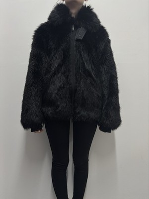 Ambush Nike schwarze Wendejacke Kunstfell durchgehender Reißverschluss Unisex Größe Small