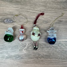 Vintage Christmas Snowman Ornaments Holiday Decorations Lot of 4