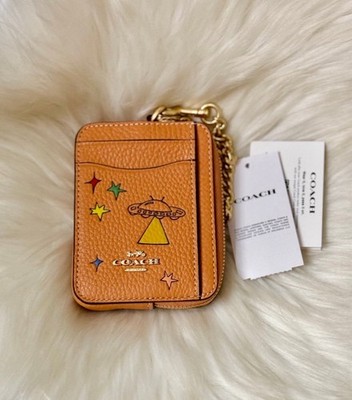 NWT Coach X Observed By Us Zip Card Case CU404 In Faded Orange
