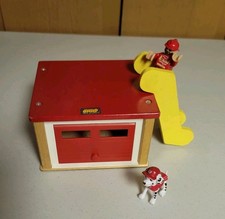Brio Wooden Railway Fire Station Building and Fireman Figure Dog  Stairs