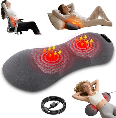 3in1 Lumbar Support Pillow Smooth Spine Triple Fusion Electric Back Massager US