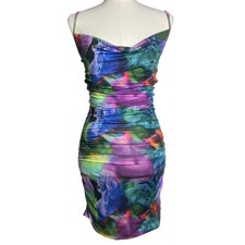 PrettyLittleThing Abstract Body Print Ruched Bodycon Midi Dress Size 6 NWT
