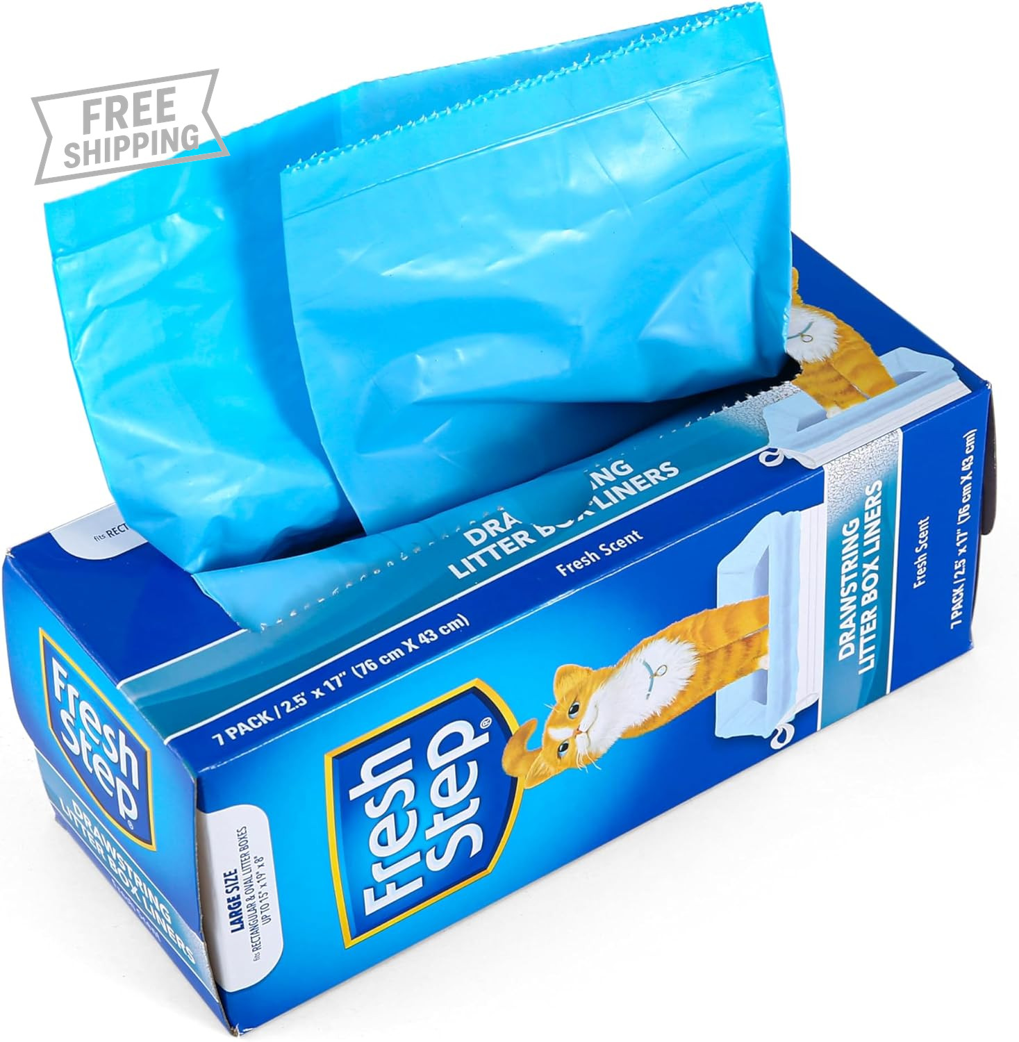Premium Cat Litter Box Liners with Fresh Scent - 30" x 17" - 7 Count