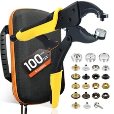 Heavy Duty Snap Fastener Tool kit, Punching Function, Snap Button Tool with A...