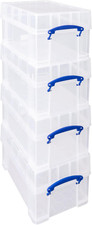 Really Useful Box Kunststoff Aufbewahrung 9 Liter klar mit XL Deckel (4er Pack)