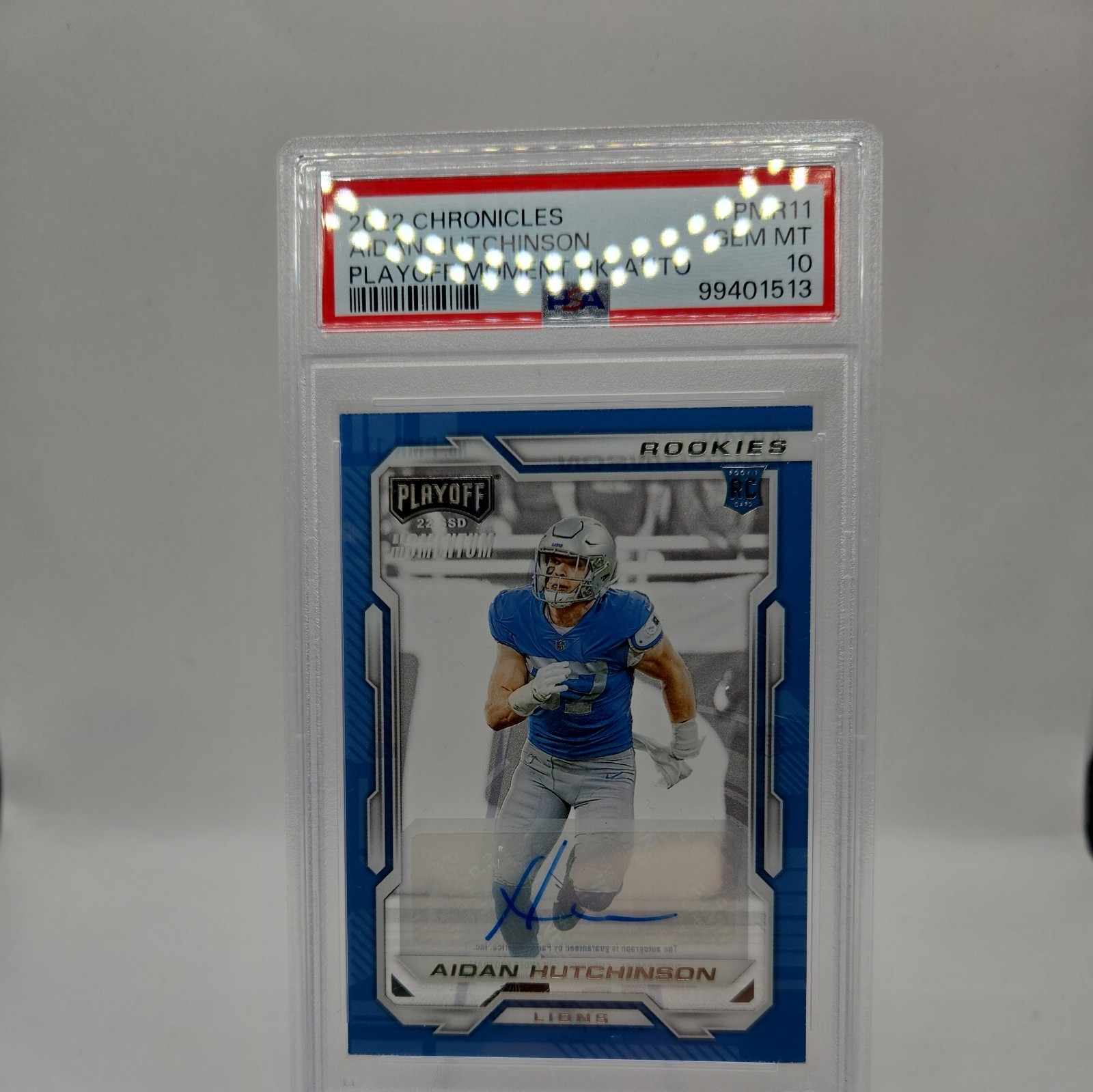 2022 Chronicles Playoff Momentum Aidan Hutchinson RC Auto #PMR-11 PSA 10 Mint