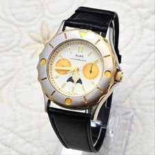 Vintage Seiko Alba Moon Phase Chronograph Watch V33H-X002 Lume Celestial Carib