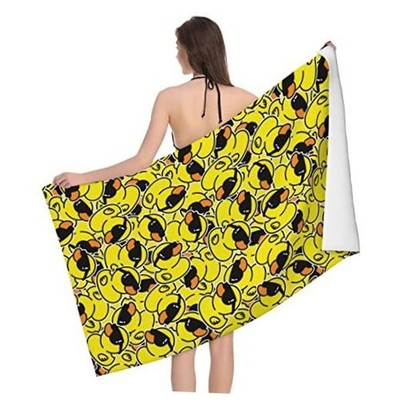 Duck Beach Towel, Large Microfiber Beach Towels Oversized, Sand Free Yellow