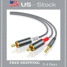 RCA to 3.5mm AUX Cable, (6.6 Feet) 3.5 mm 1/8 to RCA 2-Male Headphone Jack Adapt