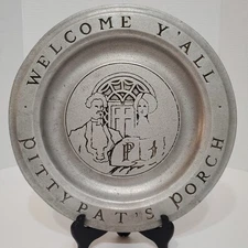 WELCOME Y'ALL PITTYPAT'S PORCH Bon Chef Armetale Vintage Plate Atlanta USA metal