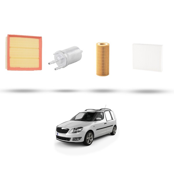 Hoffcar Set Service - 4 Filter FüR Skoda Praktik 1.2 12V 51Kw Von 2007-image