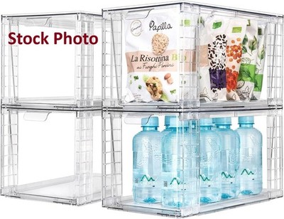Zero Zoo 4Pack Large Stackable Kitchen Storage Drawers Clear Foods Organizer