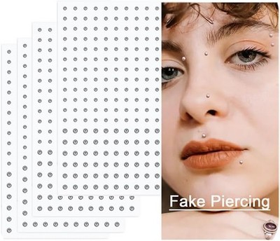 Longita Fake Piercings - Nose Ring, Eyebrow, Lip Labret 1-stick on ball 