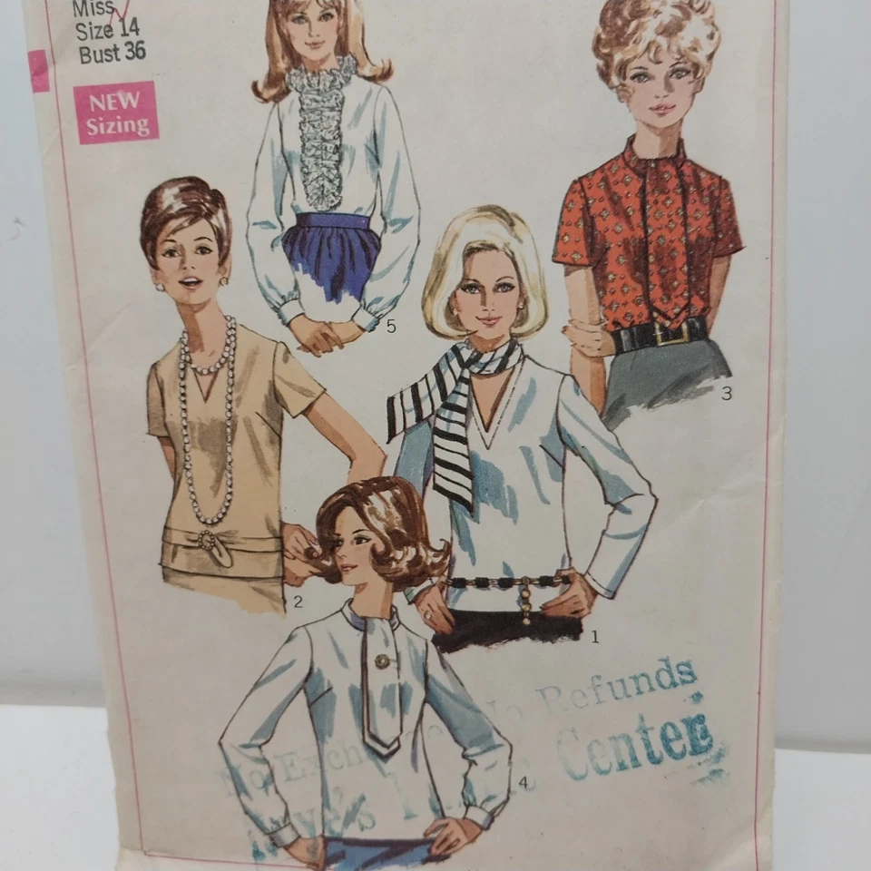 7870 Vintage 1968 Simplicity Misses Blusa Padrão Tamanho 14 Busto 36 UnCUT Retrô - Imagem 3 de 4