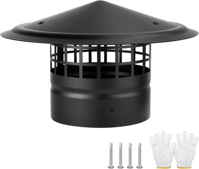 6 Inch Round Chimney Cap Cone Top with Screen