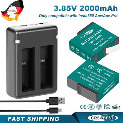 2Pcs 2000mAh 3.85V Akku+ Dual Ladegerät Für Insta360 Ace/Ace Pro Ace Pro-001