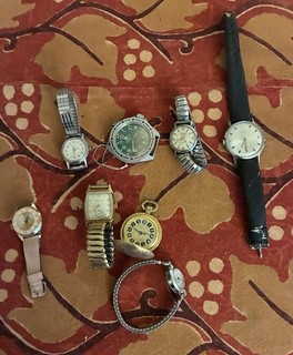 FOR PARTS Watch Lot Timex Bulova Montres 17 Jewels Barbie Not Working See Photos