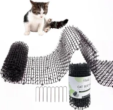 Cat Deterrent Mat 6.5ft Cat Repellent Scat Mat Spikes With 8 Staples Cuttable