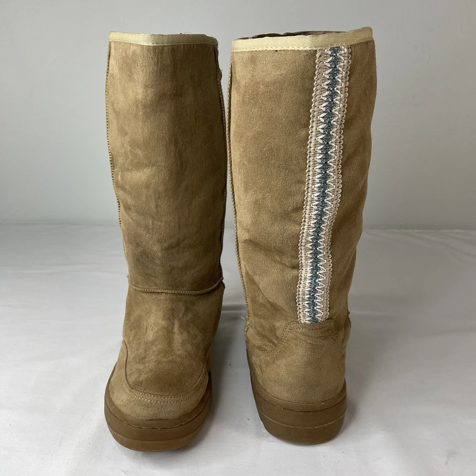 Bota feminina de inverno com isolamento de panturrilha média camurça marrom bambu tamanho 9M - Imagem 3 de 4