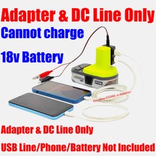 1x For Ryobi 18v Batteries DIY Output Dual USB Quick Charge Adapter w/DC Line