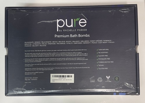 New 1-Box of Pure Men Luxury Bath Bombs 24pcs Handmade Organic 100% Natural - Picture 2 of 2