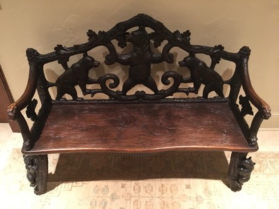 Rustic Hand Carved Black Forest 19th Cent Bear Walnut Bench Ebay