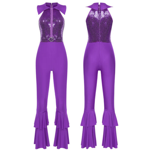 Women Jumpsuit Party Bodysuit O-Ring Front Romper Rhinestone Nightclub Stage - Picture 67 of 94