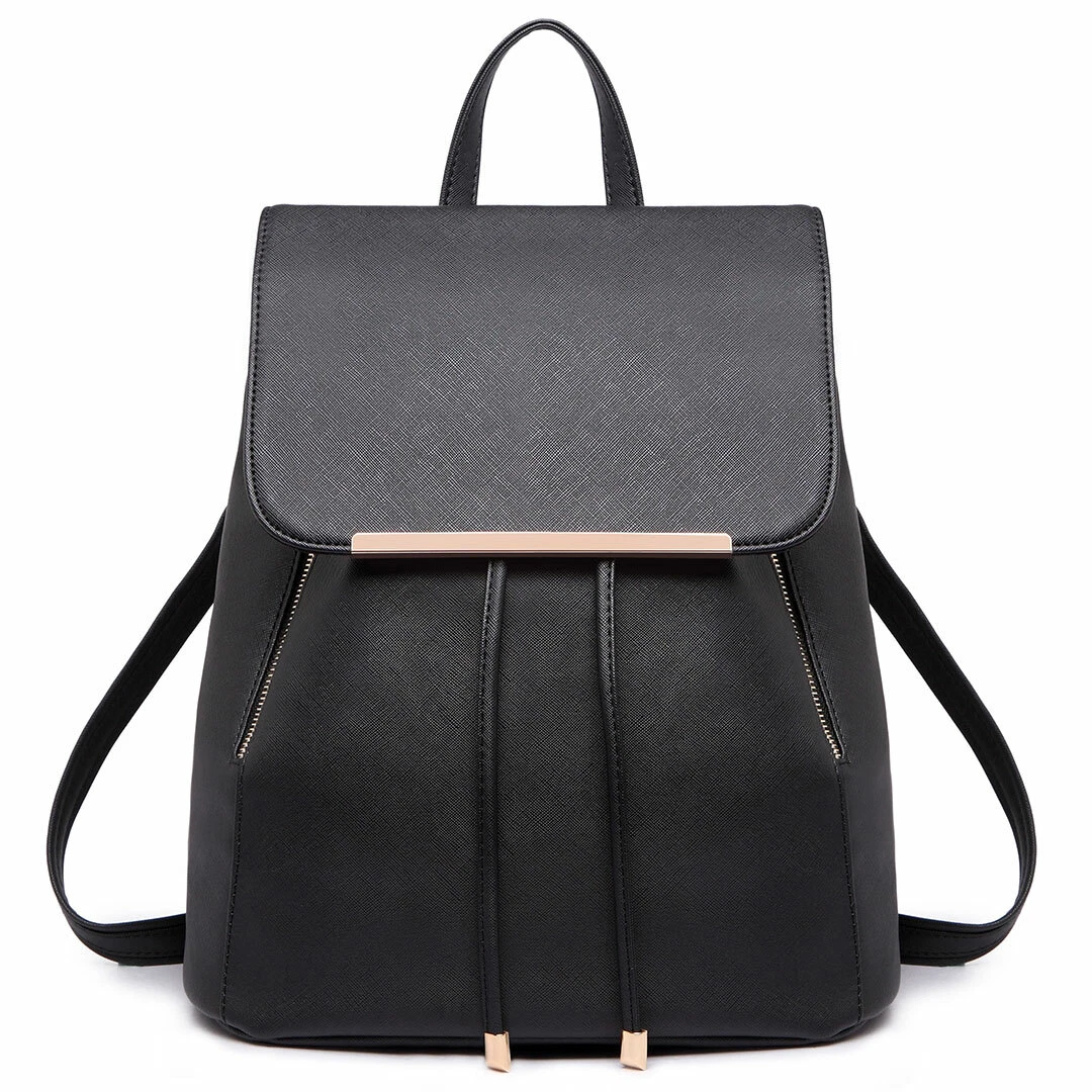 Black Ladies Travel Backpack Large Rucksack Women Work Handbag Shoulder Bag