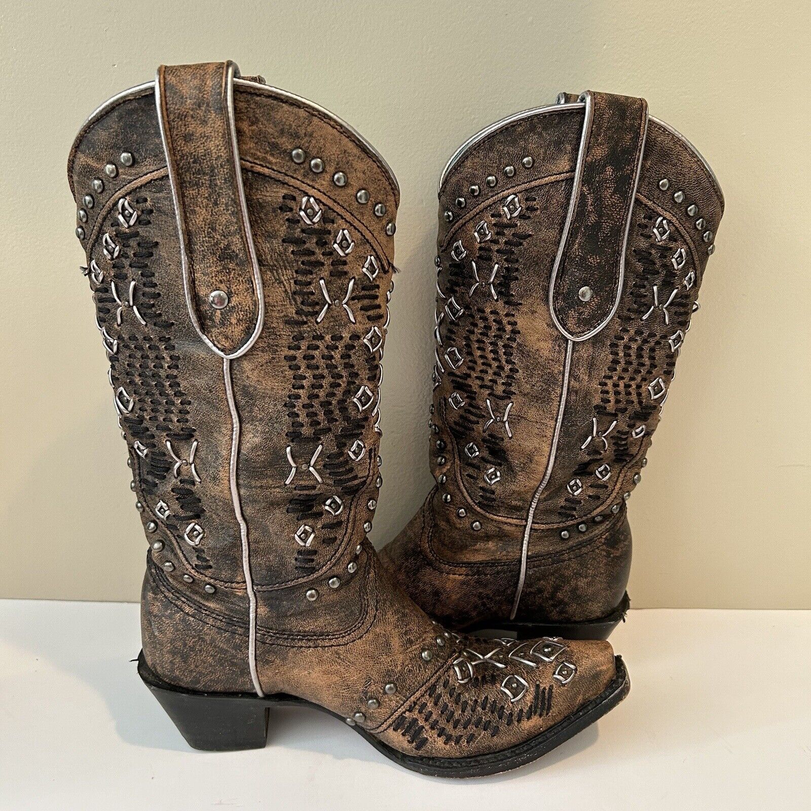 Corral Vintage Studded Cowgirl Boots Festival  Si… - image 7