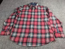 IZOD Flannel Shirt Men's XL Lightweigt Plaid Red Long Sleeve Front Pocket