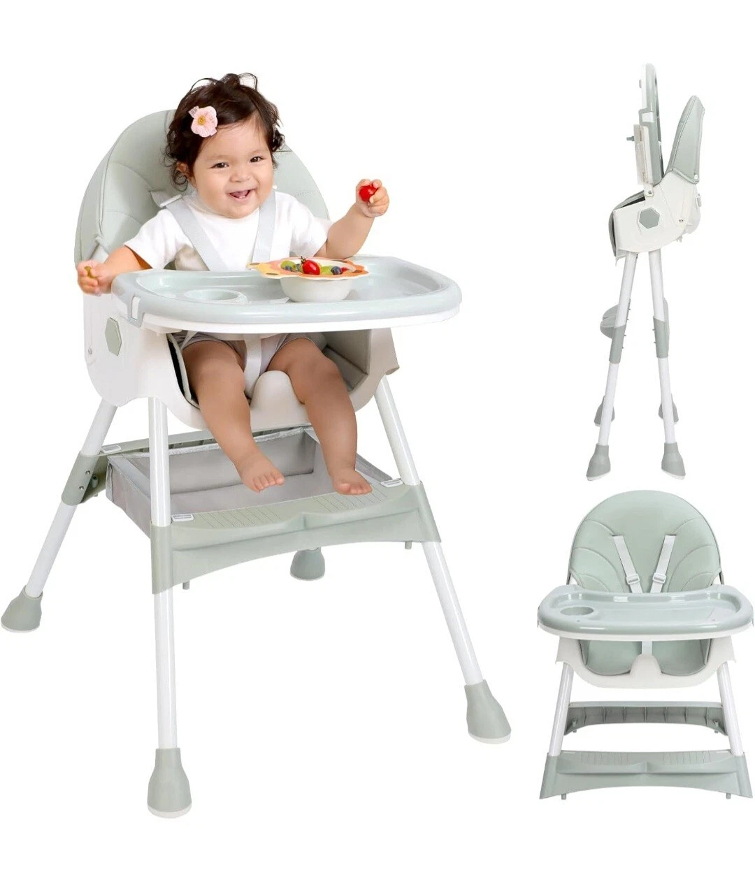 Baby High Chair, Dining Tray & Backrest & Height Adjustable, 5-Point Safety Belt
Opens in a new wind