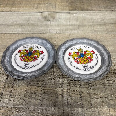 Vintage Beer Bar REGENT Plated Coasters Lot of 2